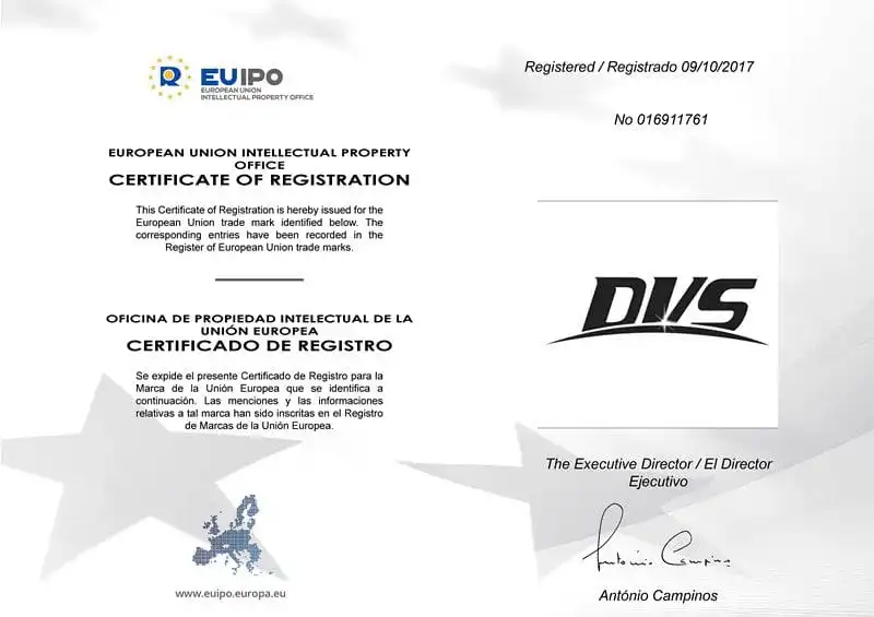 We Got the Registration Certificate of "DVS" in EUIPO