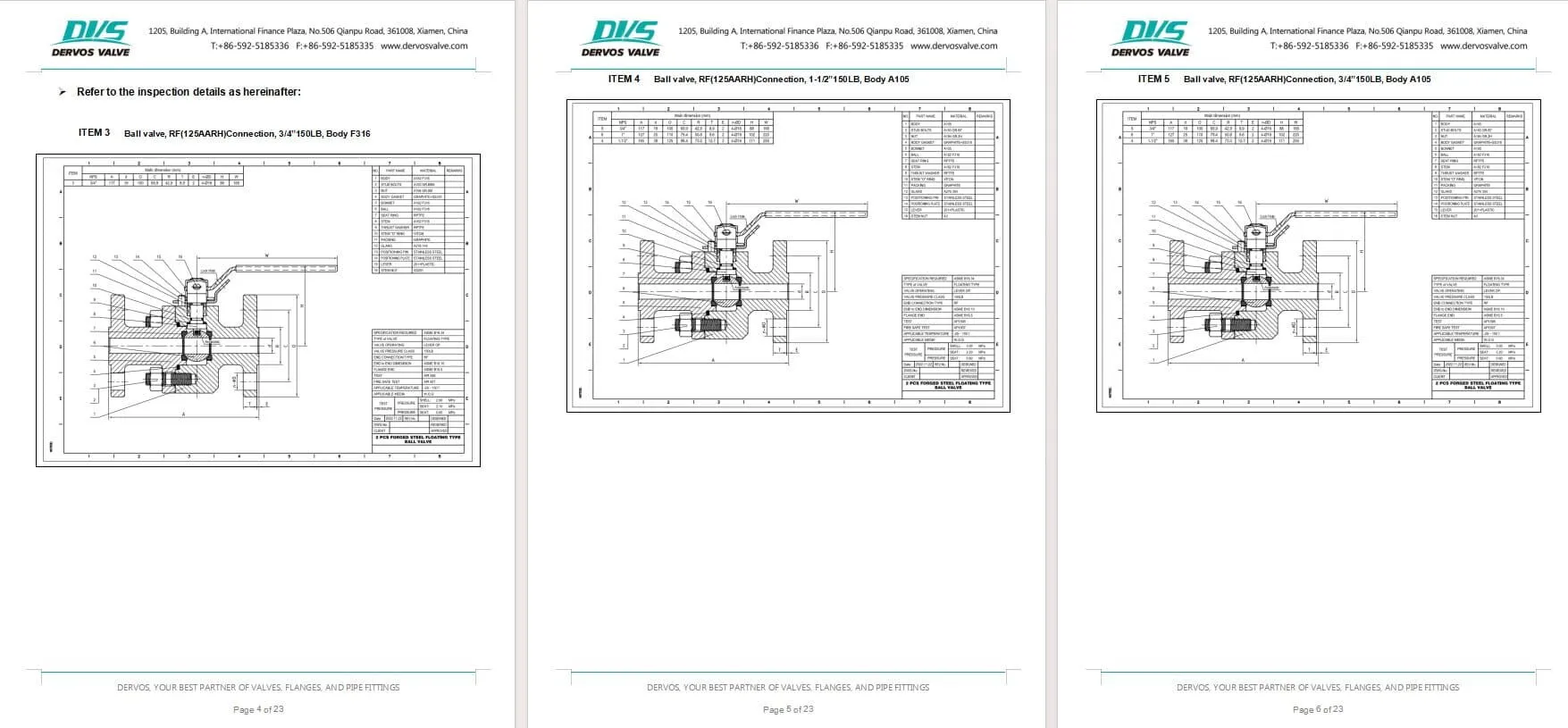 Inspection Report for Floating Ball Valve