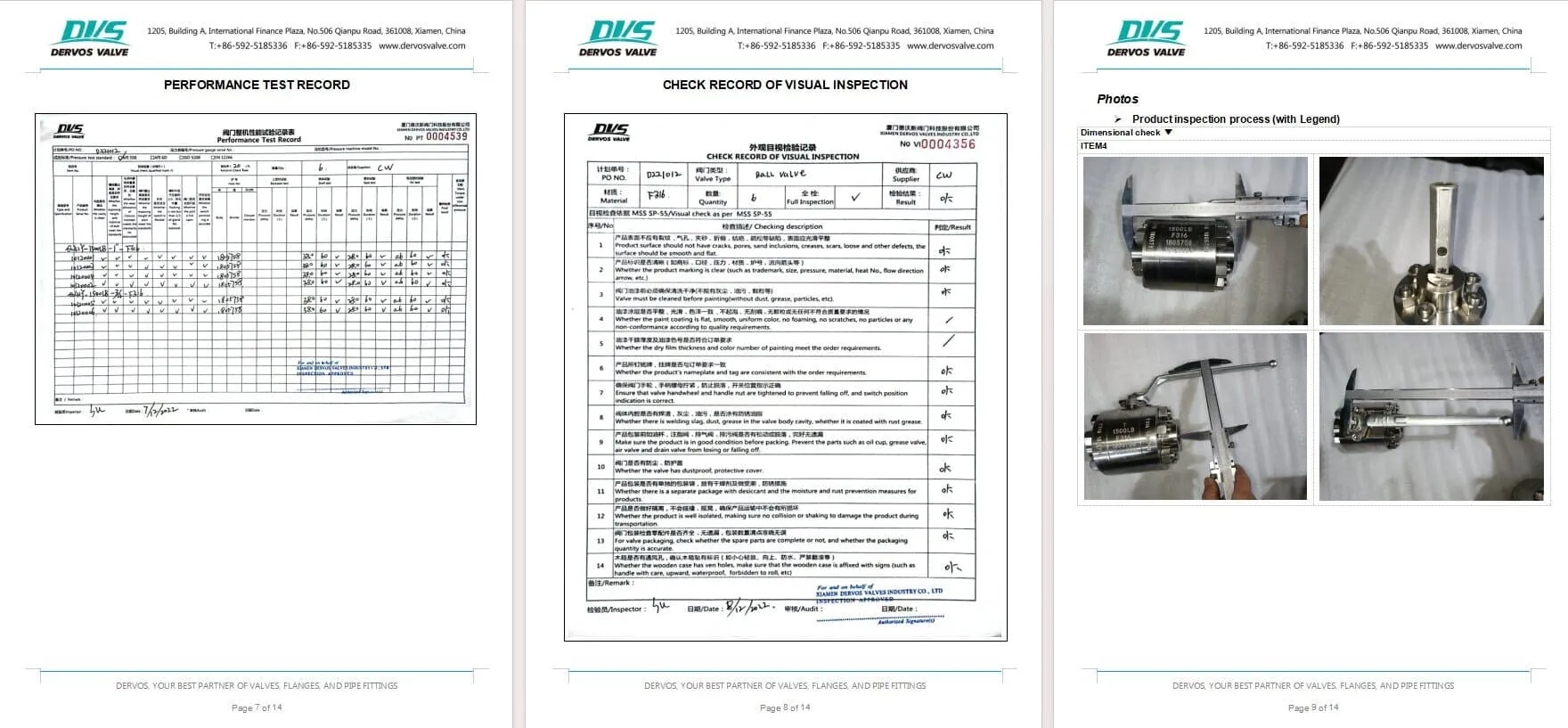 Inspection Report for Ball Valve