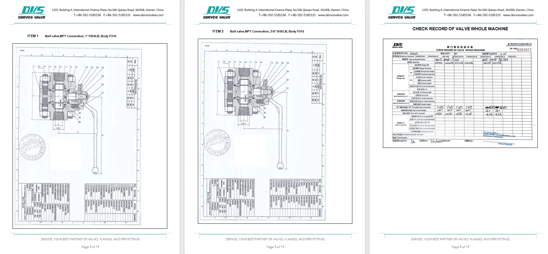 Inspection Report for Ball Valve