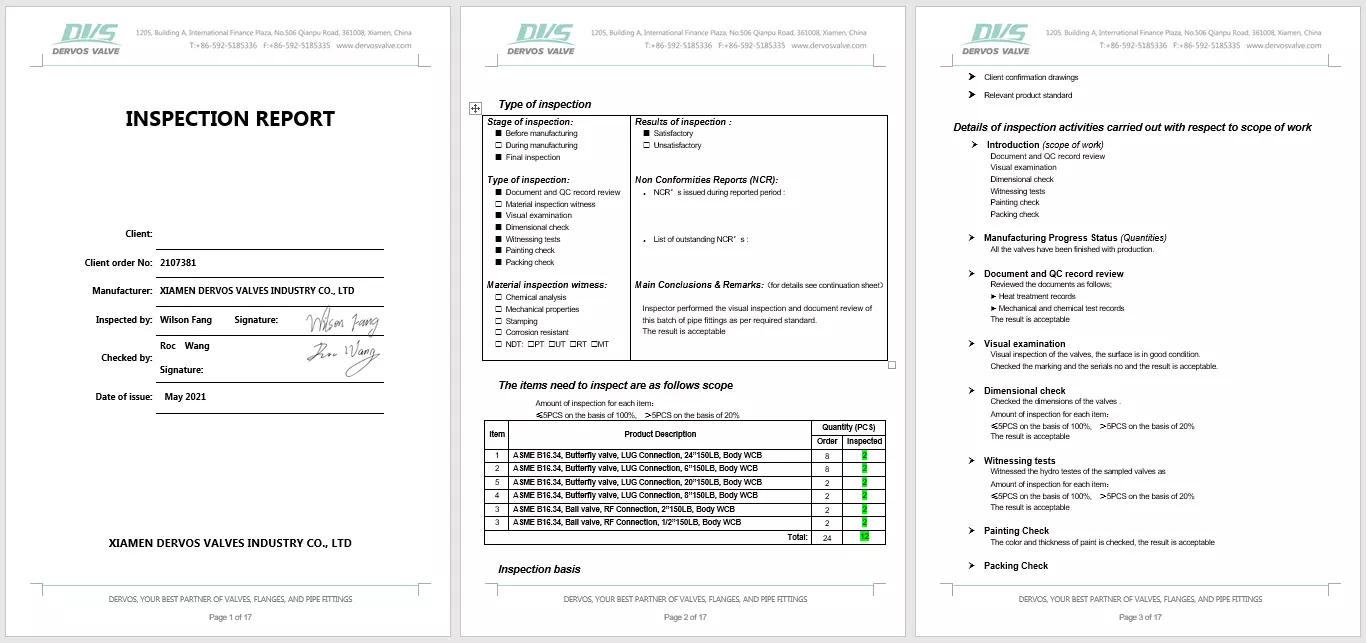 Fluorine Lined Ball Valve Inspection Report 