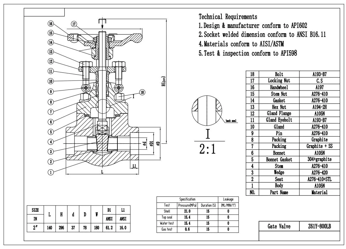 Technical Drawing for Gate Valve