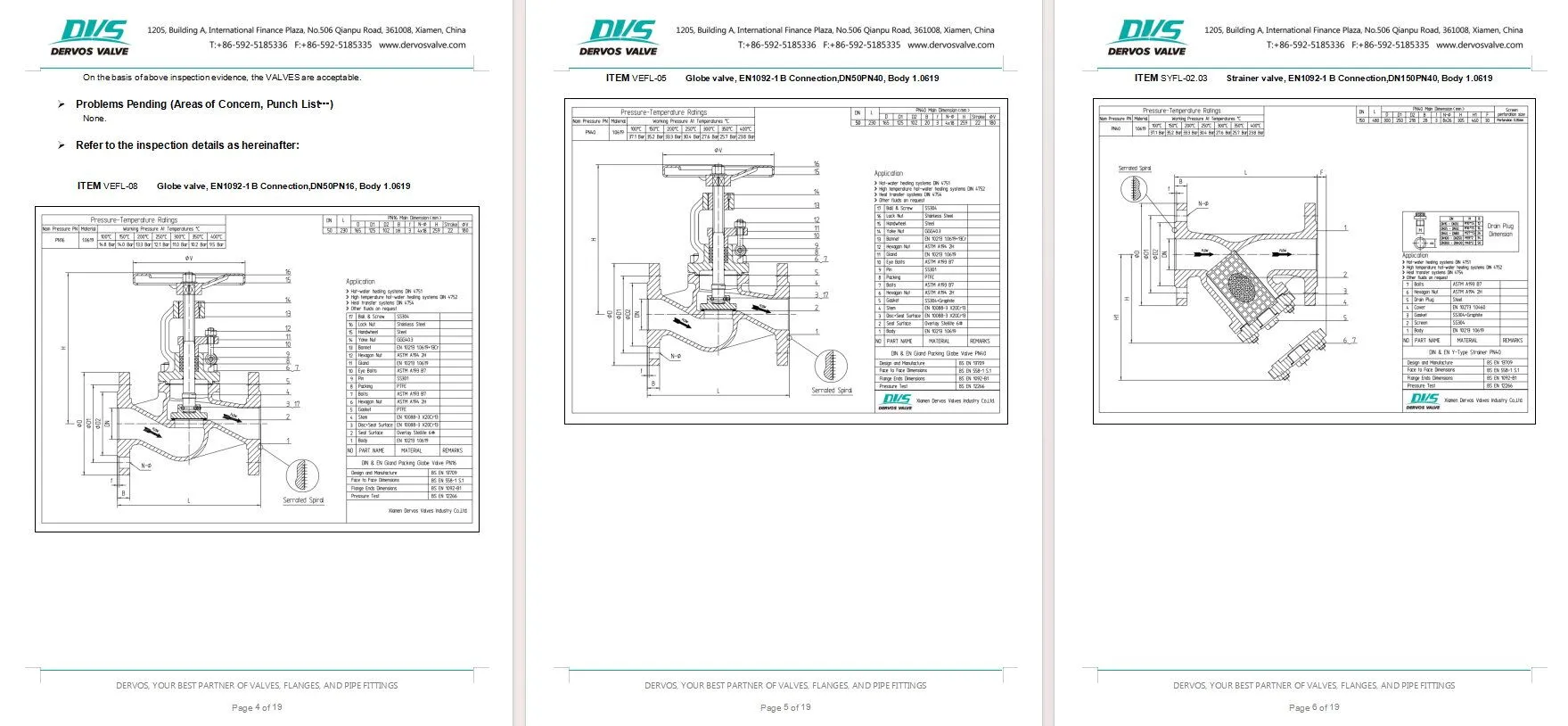 Inspection Report for Globe Valve