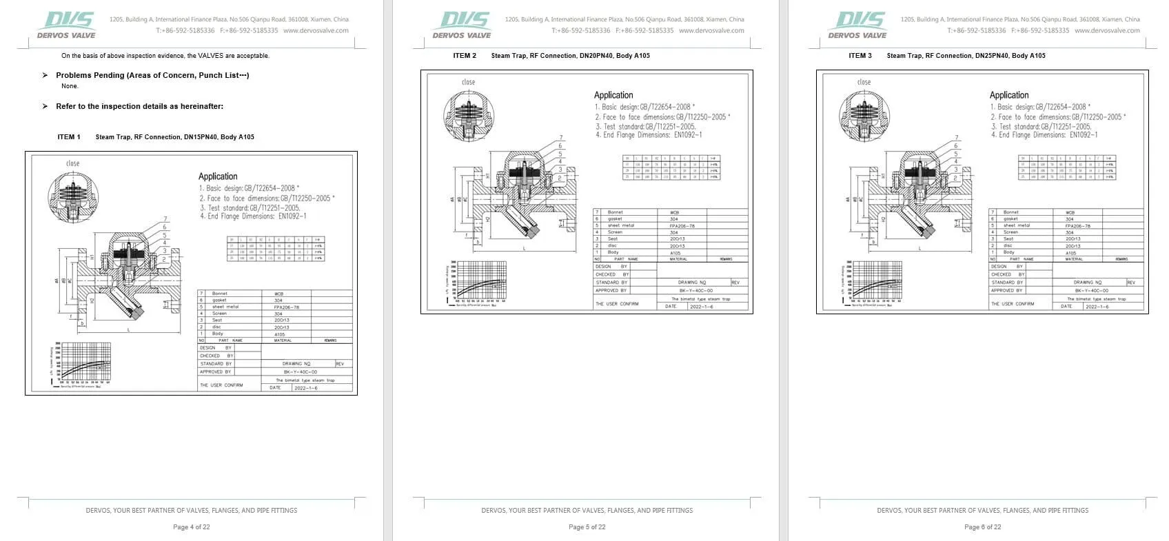 Inspection Report for Bimetal Steam Trap Valve