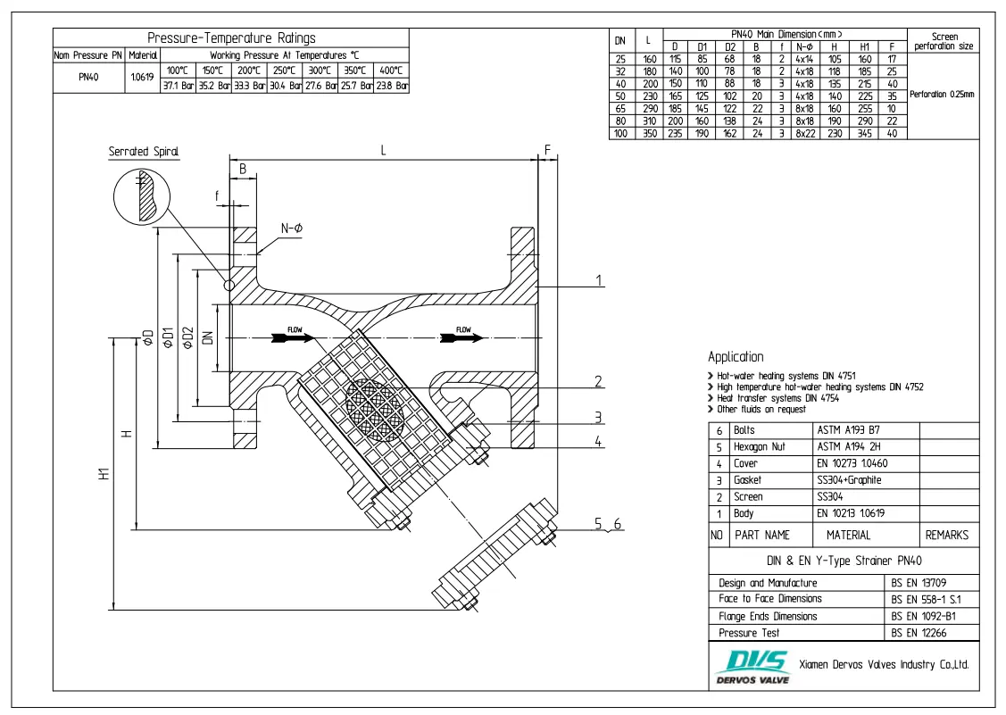 Technical Drawing for Y Strainer