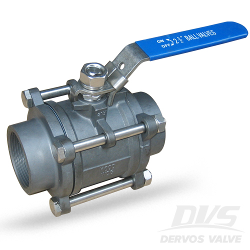 3PCS Ball Valve, DN65, 1000WOG, NPT, 304