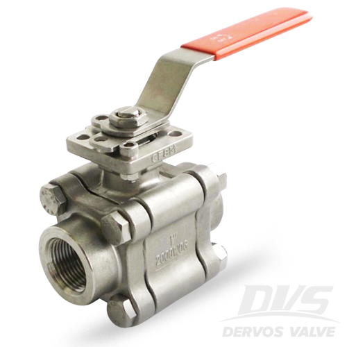 3PCS Ball Valve with Lock, DN25, 2000WOG, NPT, CF8M