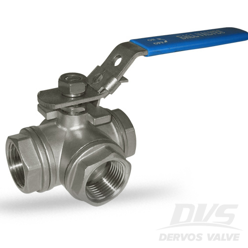 T Three Way Valve, 304, 1 Inch, 1000WOG, NPT