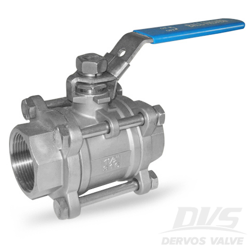 3PCS Ball Valve, 1.5 Inch, 2000psi, NPT, SS316