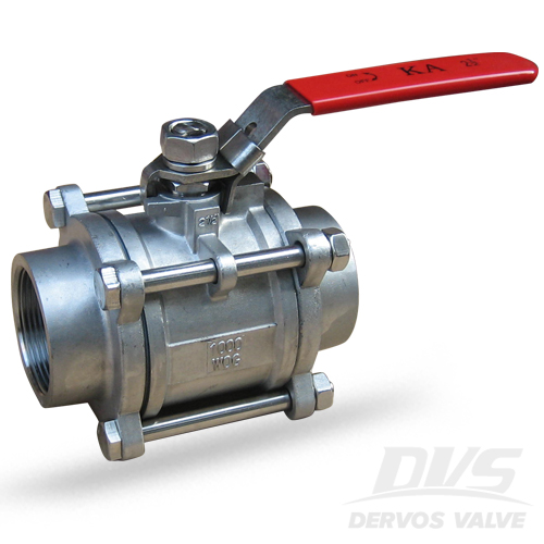 3PCS Ball Valve, 2.5 Inch, 1000WOG, NPT, CF8