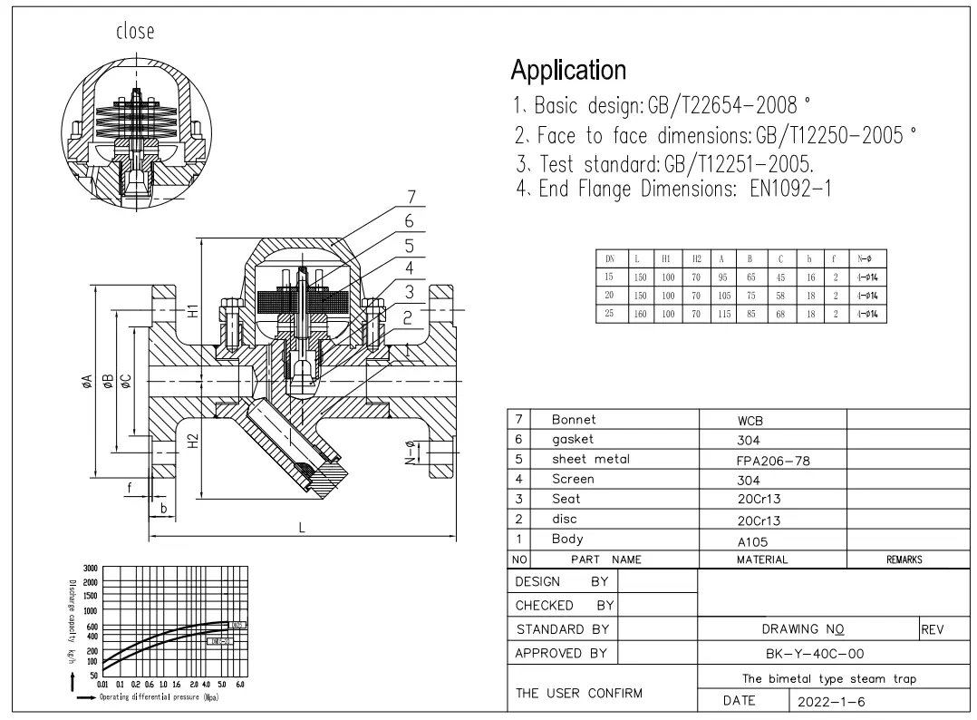 Technical Drawing for Bimetal Steam Trap Valve