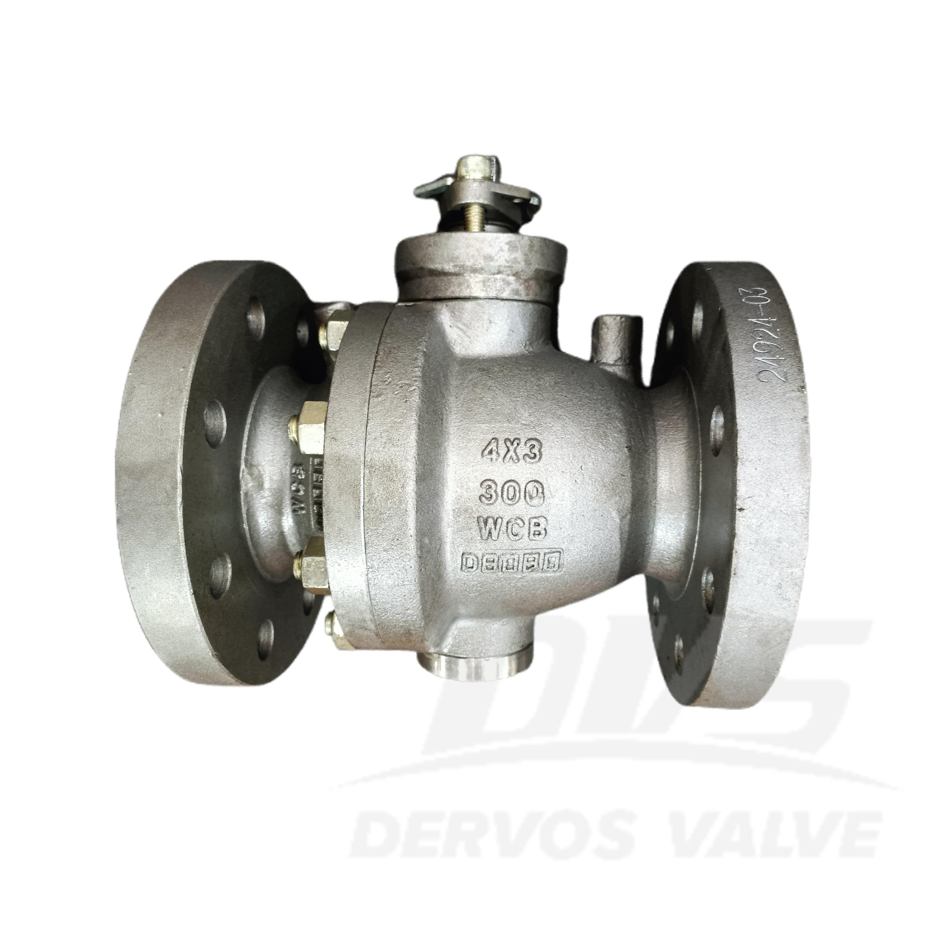 4”x 3” 300LB Cast Steel Trunnion Mounted Ball Valve WCB Turbine RF
