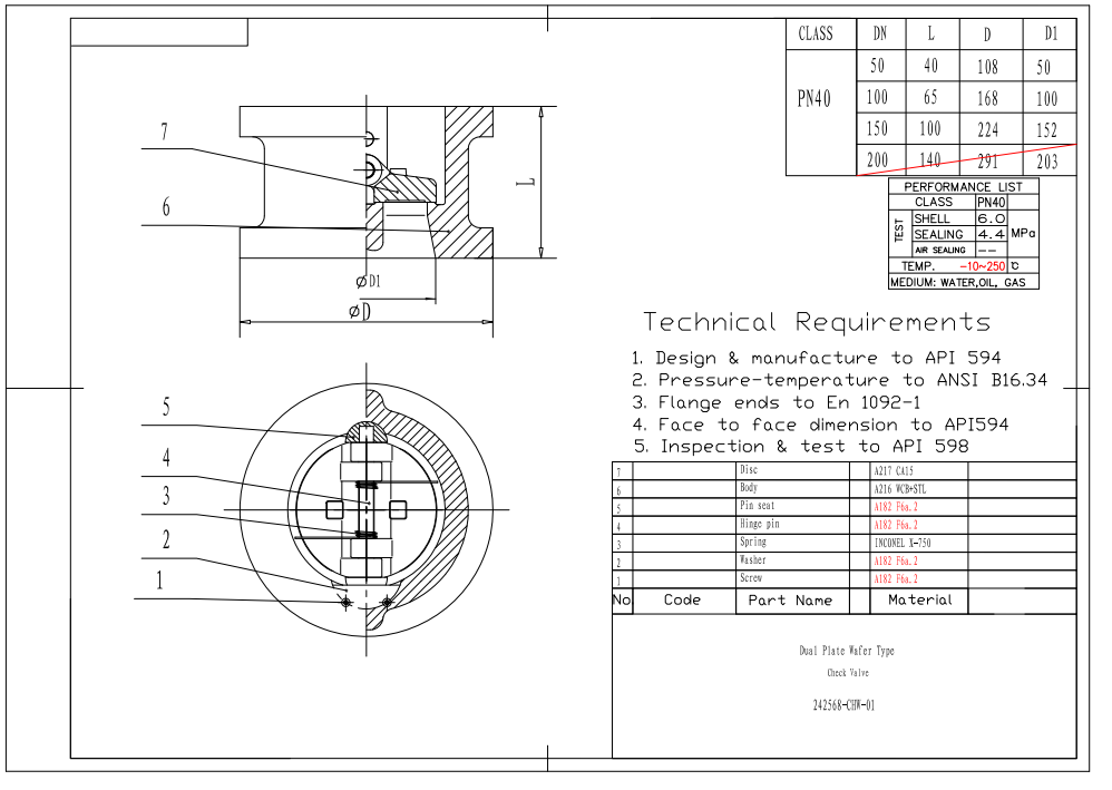 Dual Plate Wafer Check Valve
